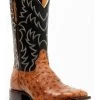 Cody James Men's Full Quill Cognac Ostrich Exotic Western Boots - Broad Square Toe 
