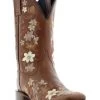 Botas Caborca For Liberty Black Women's Floral Embroidered Western Boots - Square Toe