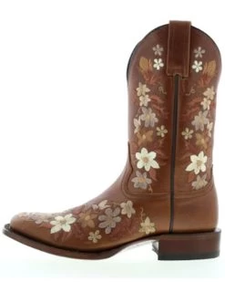 Botas Caborca For Liberty Black Women's Floral Embroidered Western Boots - Square Toe -Best Cowboy Boot Store 2000370990 280 P3