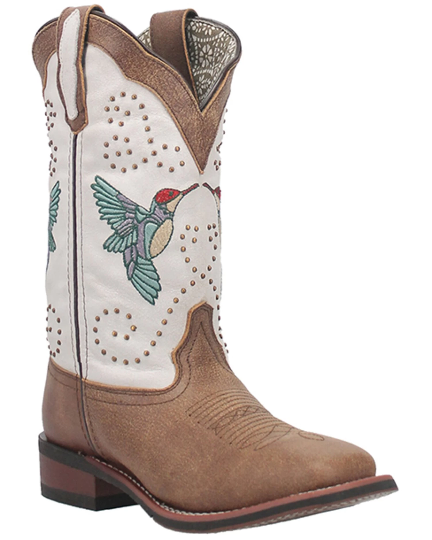 Laredo Women's 11" Hummingbird Embroidered Studded Western Performance Boots - Broad Square Toe 3 Laredo Women's 11" Hummingbird Embroidered Studded Western Performance Boots - Broad Square Toe