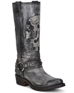 Corral Women's Embroidered Skull & Harness Western Boots - Round Toe