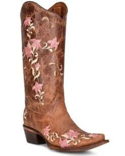 Corral Women's Floral Embroidered Tall Western Boots - Snip Toe