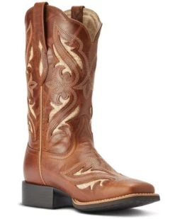 Ariat Women's Round Up Bliss Underlay Performance Western Boots - Broad Square Toe 