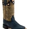 Old West Boys' Bull Hide Print Western Boots - Broad Square Toe