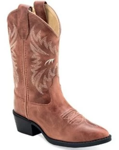 Old West Girls' Cactus Pink Western Boots - Medium Toe