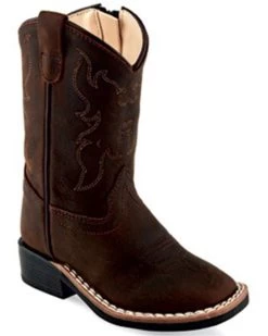 Old West Toddler Boys' Distressed Western Boots - Broad Square Toe