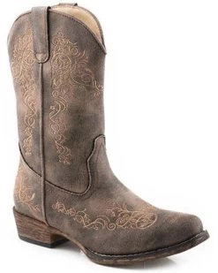 Roper Little Girls' Riley Scroll Western Boots - Snip Toe