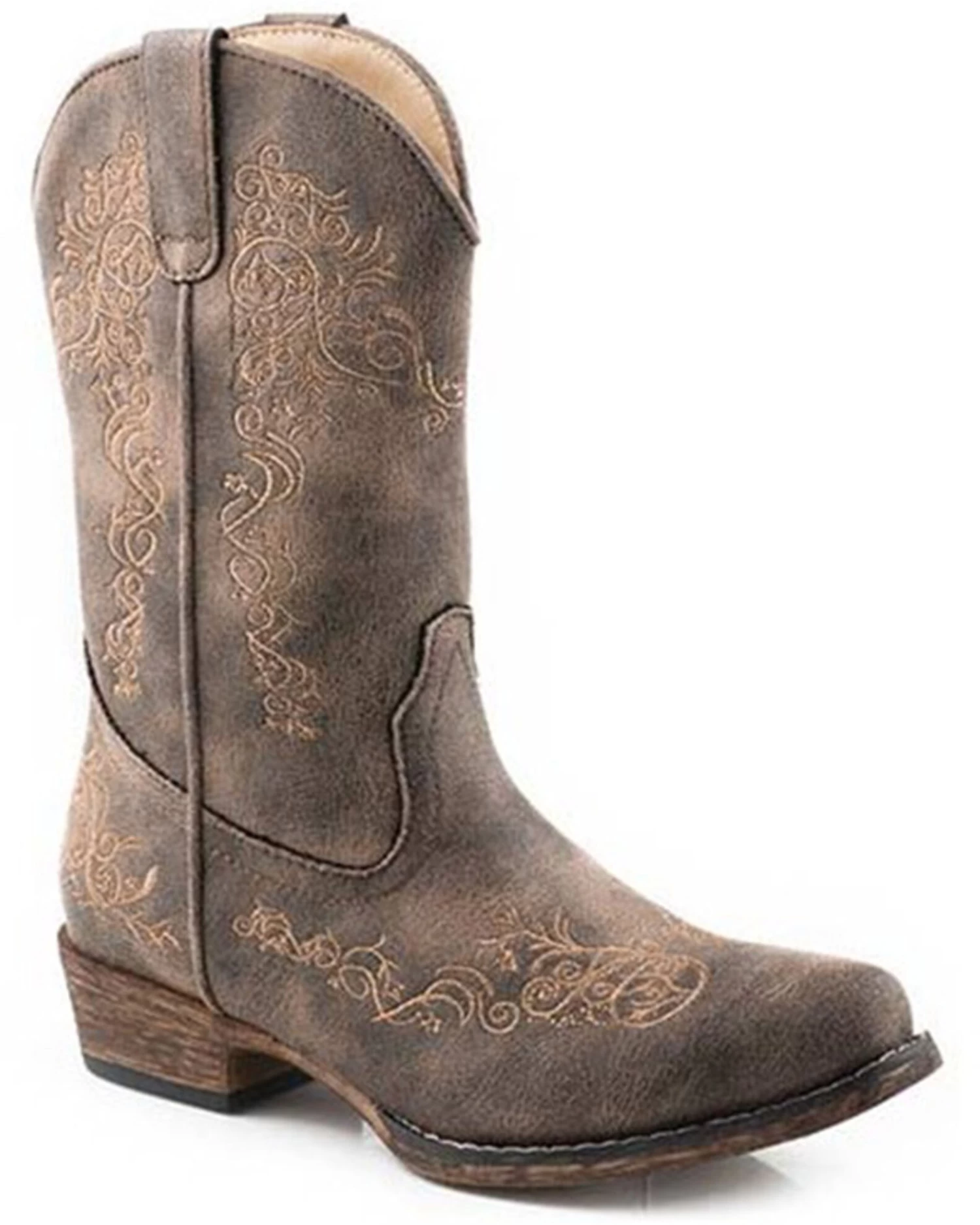 Roper Little Girls' Riley Scroll Western Boots - Snip Toe 3 Roper Little Girls' Riley Scroll Western Boots - Snip Toe